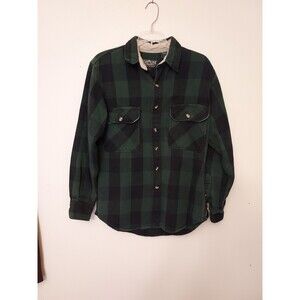 Elkmont Outfitters Flannel Shirt Men's Medium Black & Green Plaid Button Up